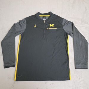 Nike Jordan Michigan Wolverines Pullover Mens Medium Gray 1/4 Zip NCAA Dri-Fit